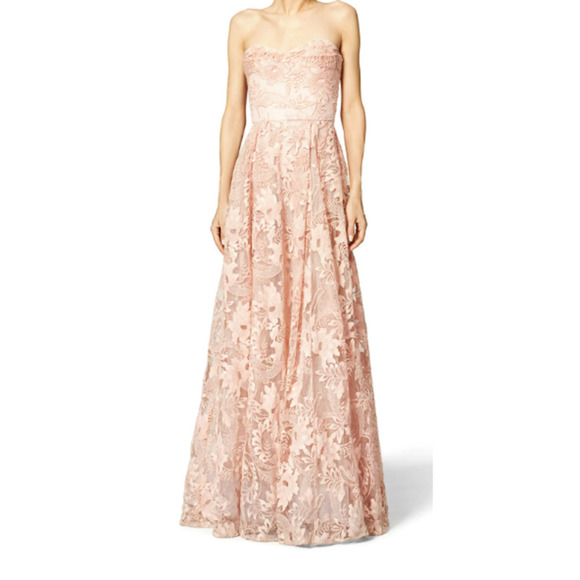 Marchesa Notte Dress Blush Pink Maxi Gown Applique Floral Lace Sequin Sz4 - Picture 2 of 12